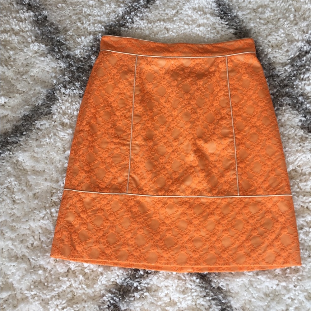 Tahari ASL Orange Lace Pencil Skirt